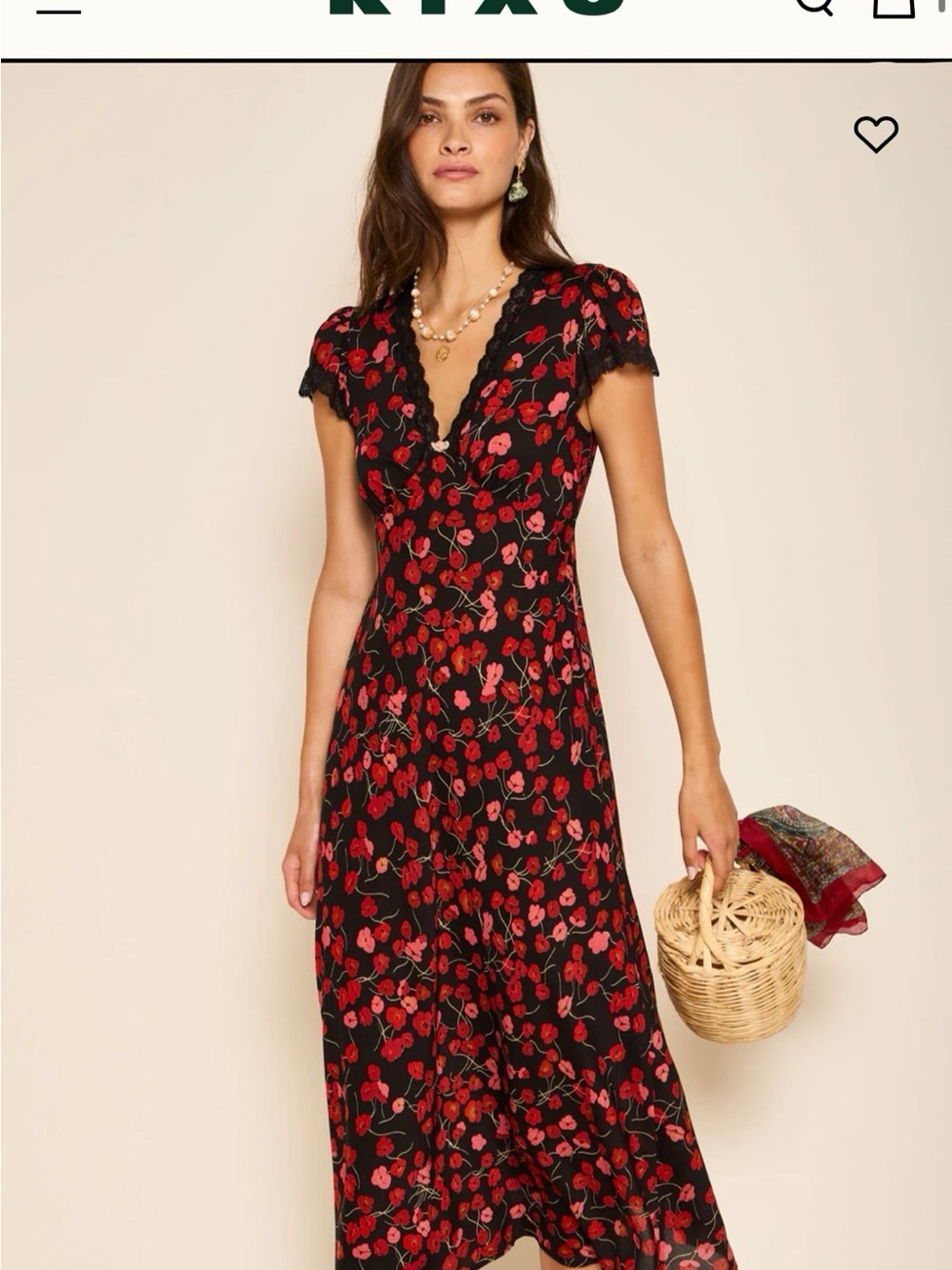 Rixo Clarice dress in Autumn Red floral Cherry Print size xxs